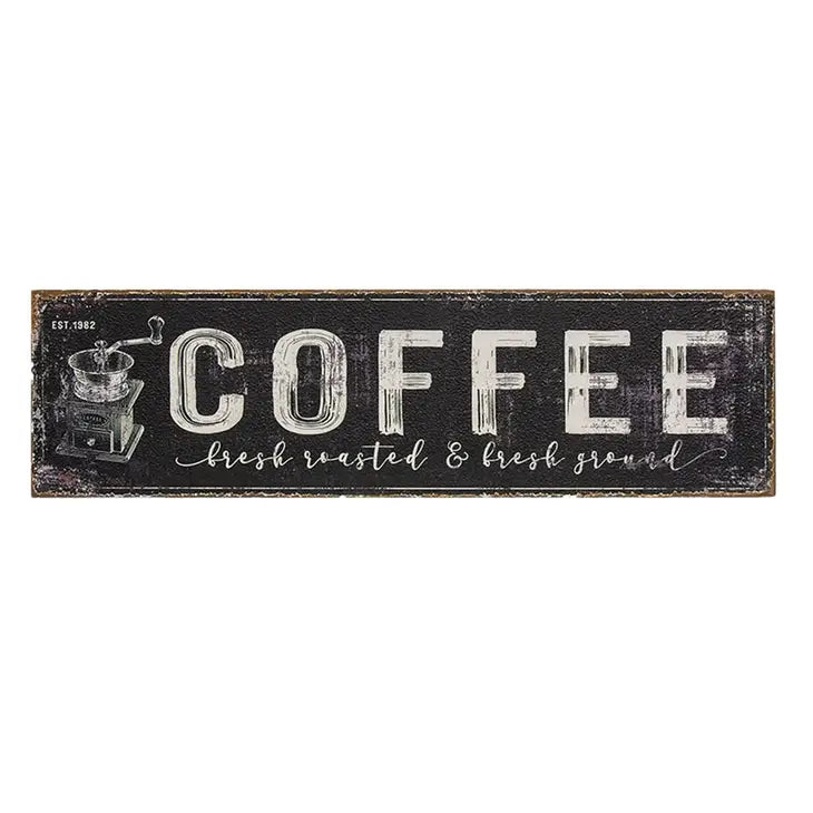 Distressed Black Metal Coffee Sign