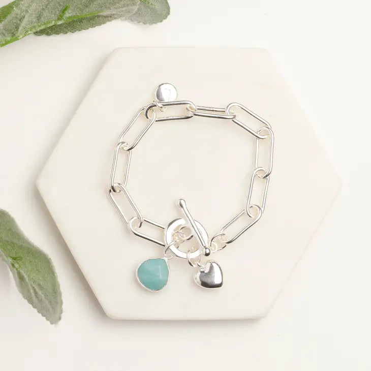 Silver Link & Heart Bracelet