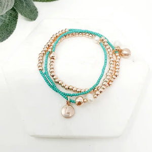 Turquoise & Rose Gold 3 Strand Bracelet