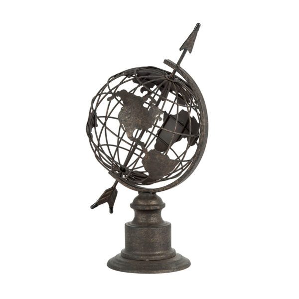 Distressed Metal World Globe