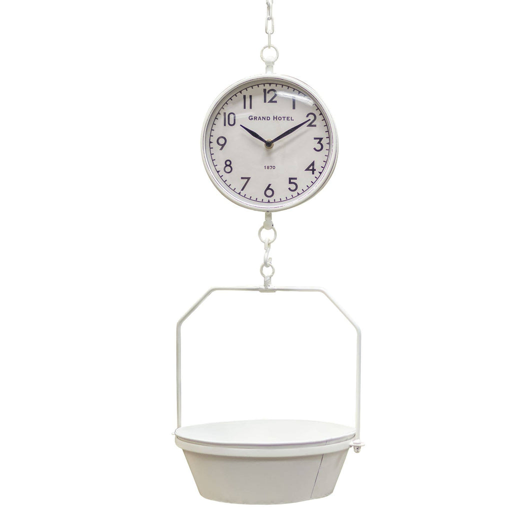 White Vintage Hanging Scale w/Clock